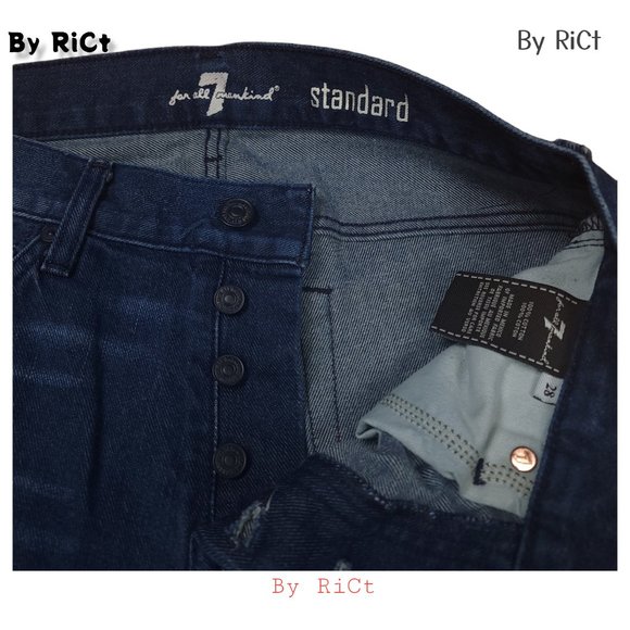 7 For All Mankind Standard Men's Jeans Size 28x34 Blue Denim Low Rise Buttons - Picture 7 of 9
